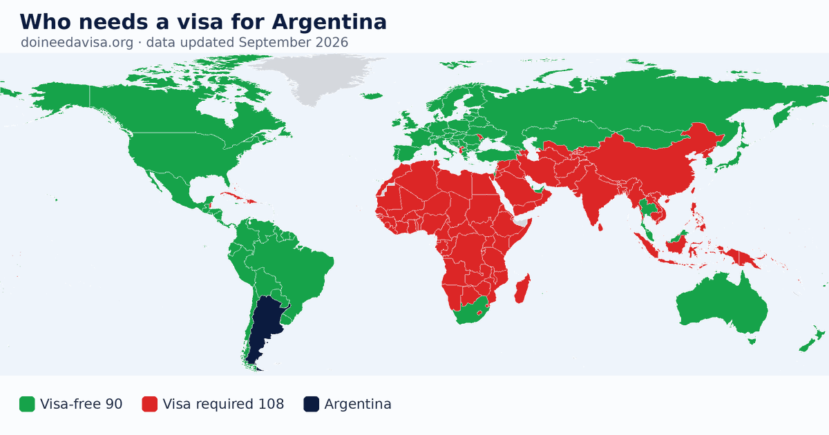 World map: which passports can enter Argentina visa-free, with an ETA, e-Visa, visa on arrival or with a visa
