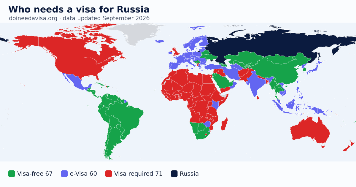World map: which passports can enter Russia visa-free, with an ETA, e-Visa, visa on arrival or with a visa
